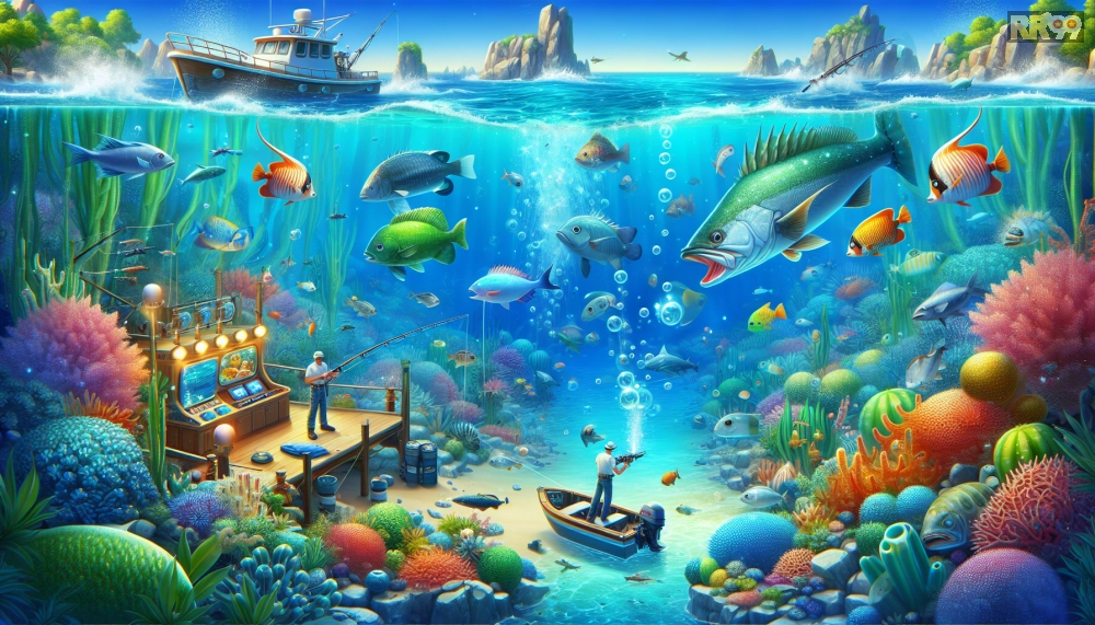Minh họa gameplay Đại Dương Bắn Cá VIP với các loài cá đa dạng và hiệu ứng đặc biệt