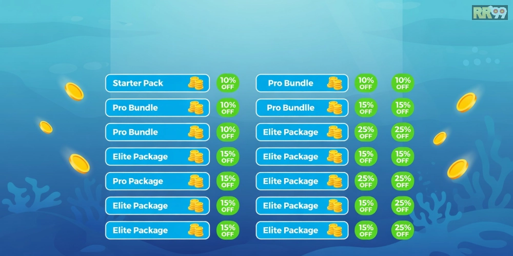 Bảng giá chi tiết các gói nạp xu cho game bắn cá online rr99 năm 2025