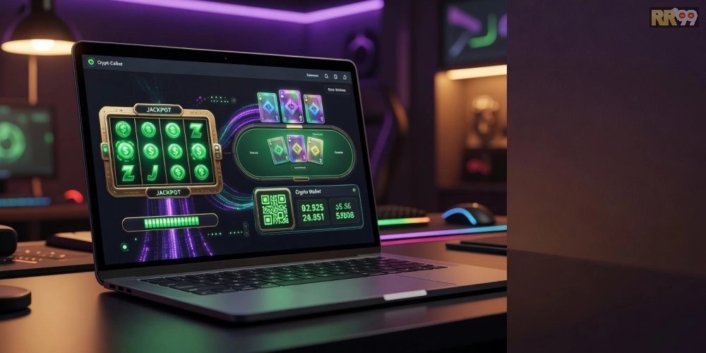 Giao diện BitStarz với các trò chơi slot crypto đa dạng và biểu tượng tiền điện tử