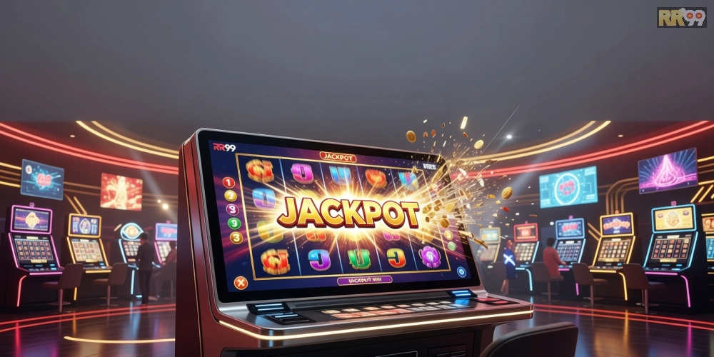 Minh họa khái niệm chơi game nổ hũ rr99 với hình ảnh jackpot hấp dẫn