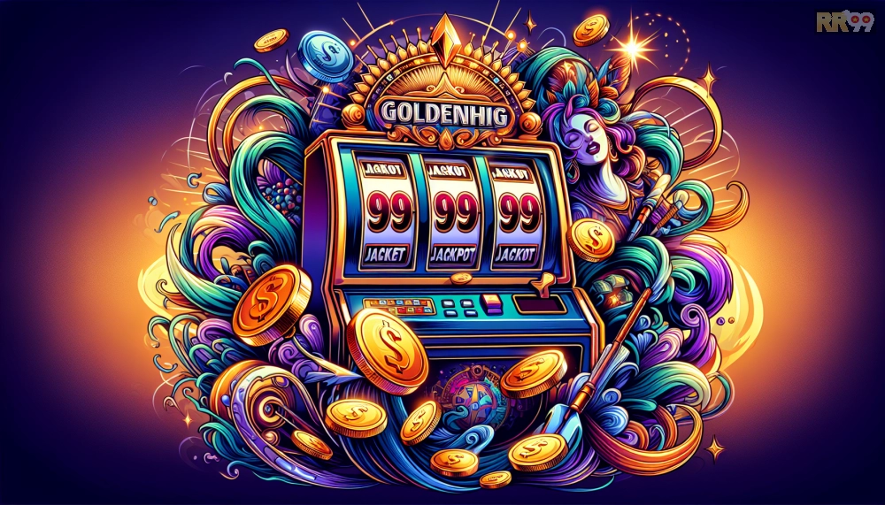 Chủ đề game GoldenHũ RR99 với hình ảnh jackpot tích lũy