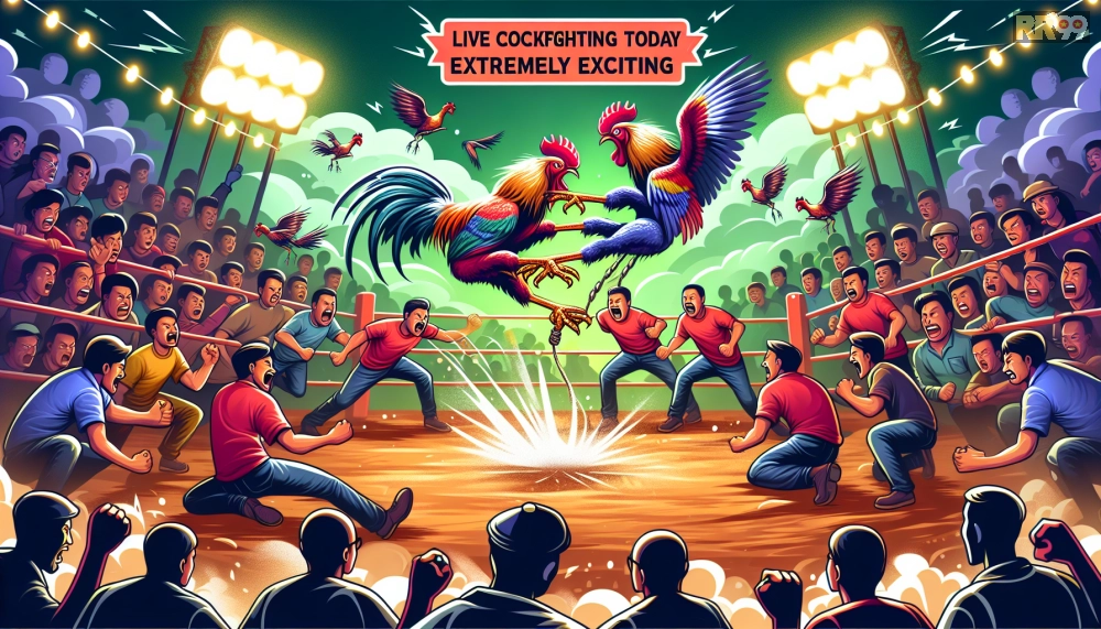 Hình ảnh trận đá gà kịch tính đang diễn ra trên rr99