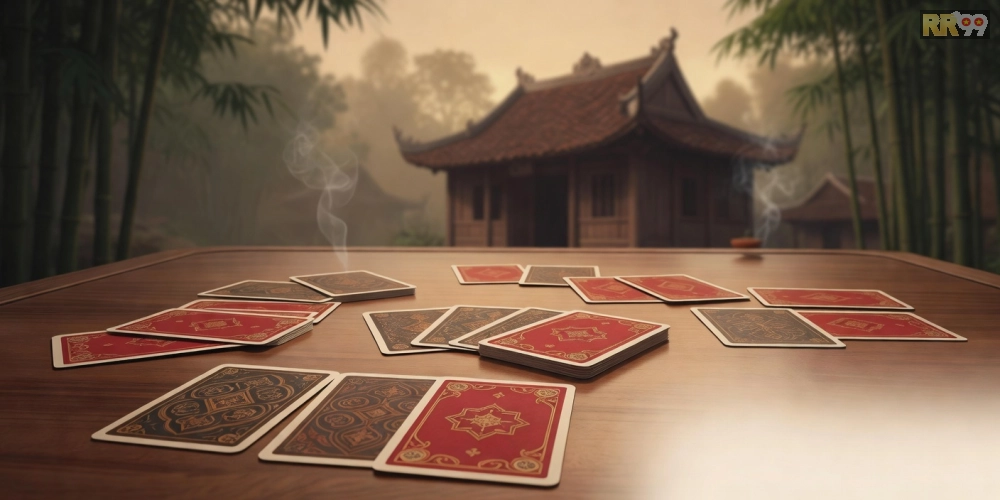 Giao diện chơi Phỏm hấp dẫn trên nền tảng rr99 với các lá bài được sắp xếp chuyên nghiệp