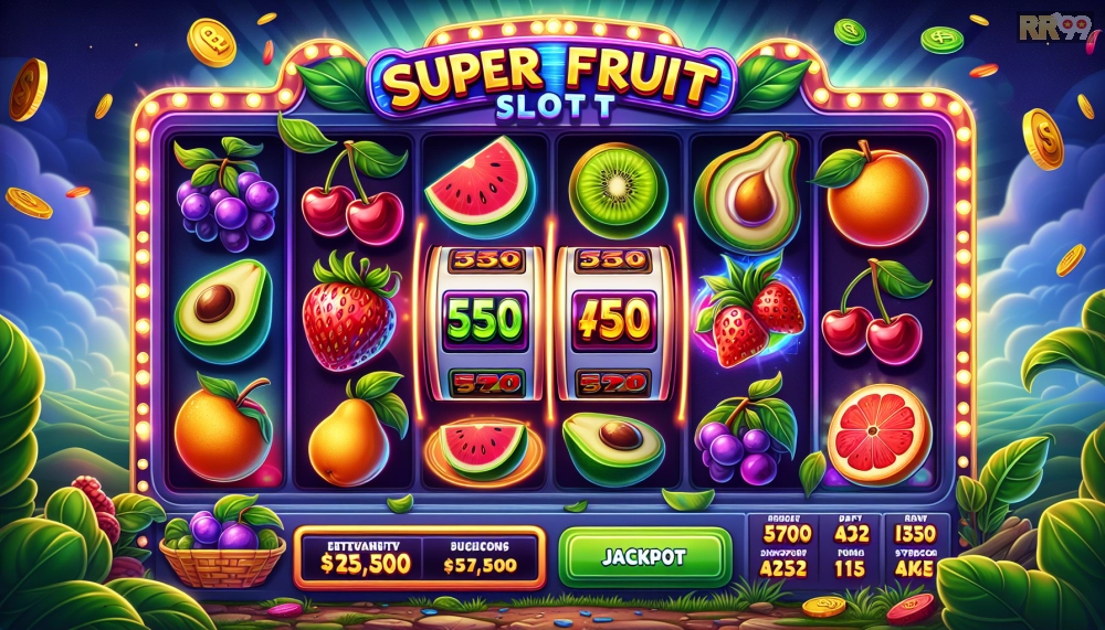 Hình ảnh giao diện game Siêu Hũ Trái Cây với các biểu tượng jackpot sống động